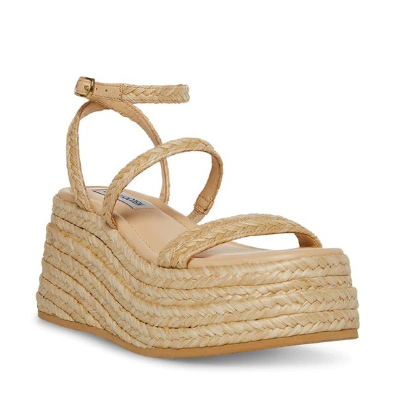 STEVE MADDEN ABUNDANT NATURAL RAFFIA PLATFORM ESPADRILLE SANDALS - Picture 2 of 5